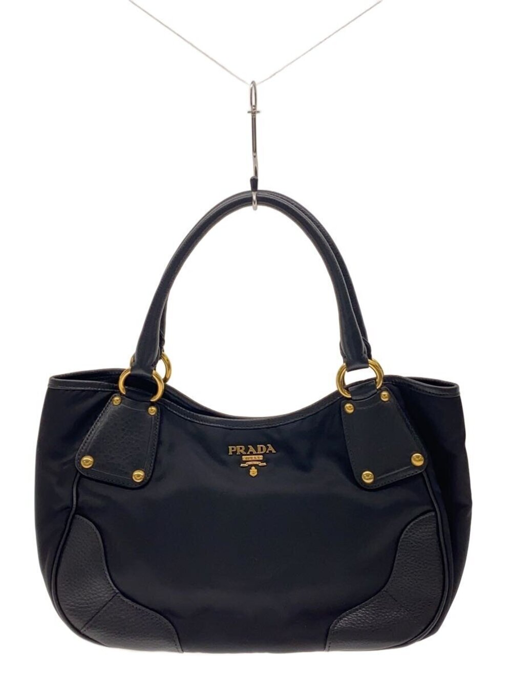 Prada Tote Tessuto Saffiano Bag bottom Black
